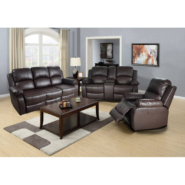 Red Barrel Studio® Hartranft 3 Piece Vegan Leather Reclining Living